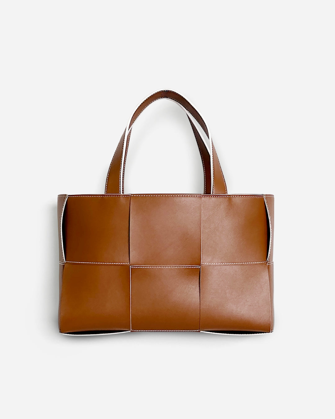 Square apple bag  編み込みバッグ ブラウン